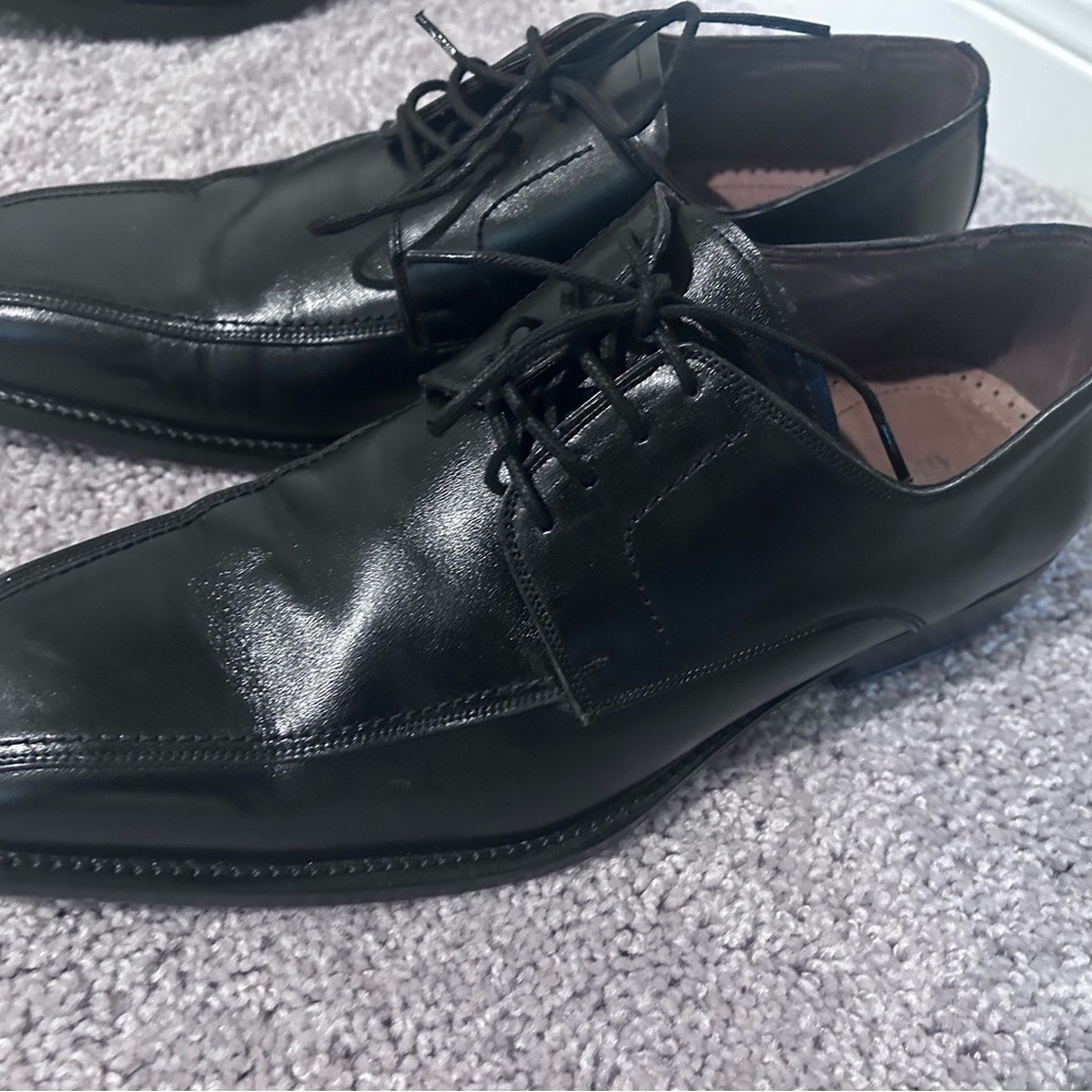Black Polished Leather Oxford Shoes